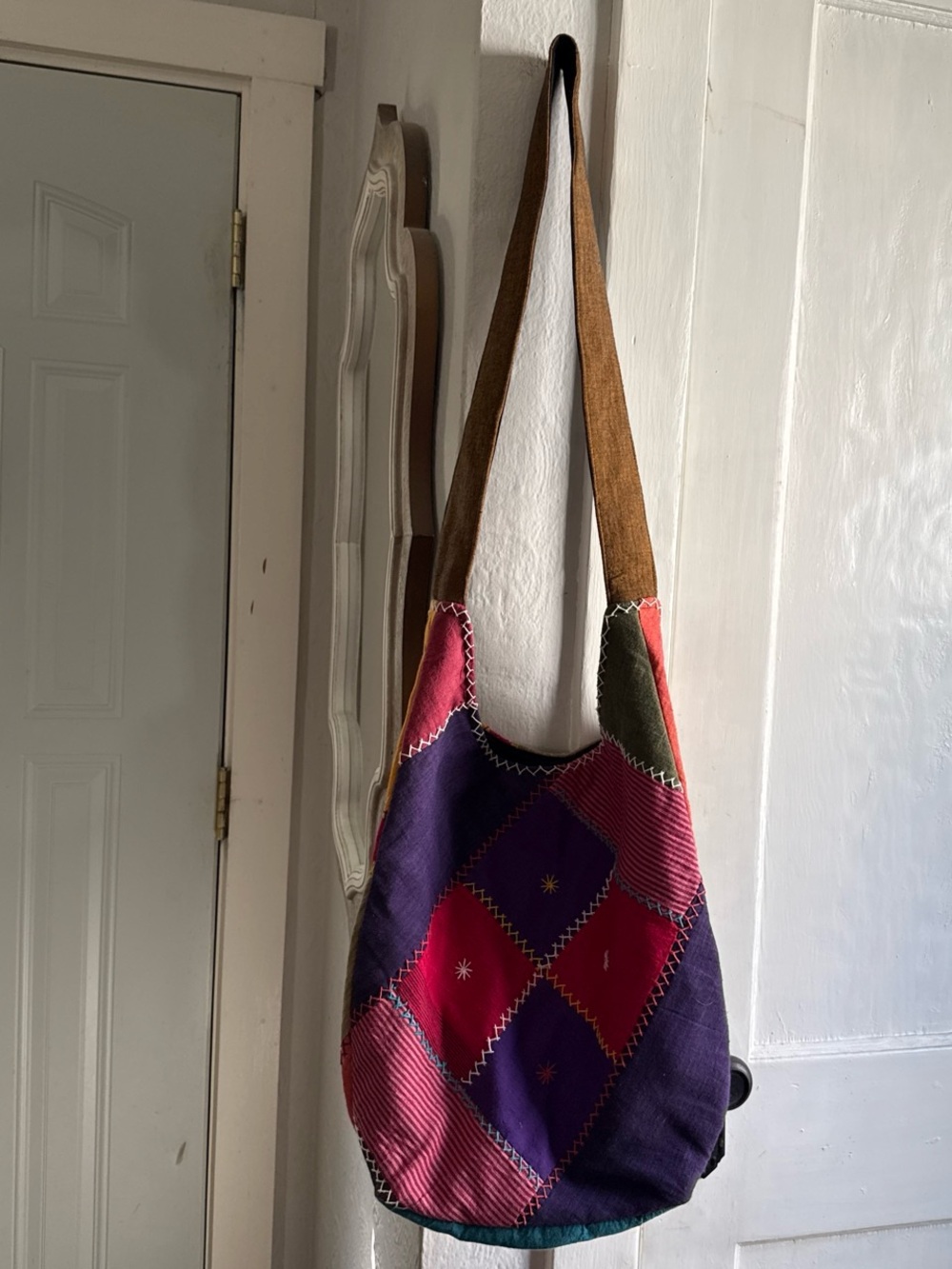 Free People Purple Multi Patchwork Hobo Shoulder Bag - Picture 2 of 8